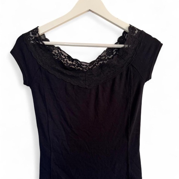 Free People Black Lace Trim Top - Picture 2 of 7